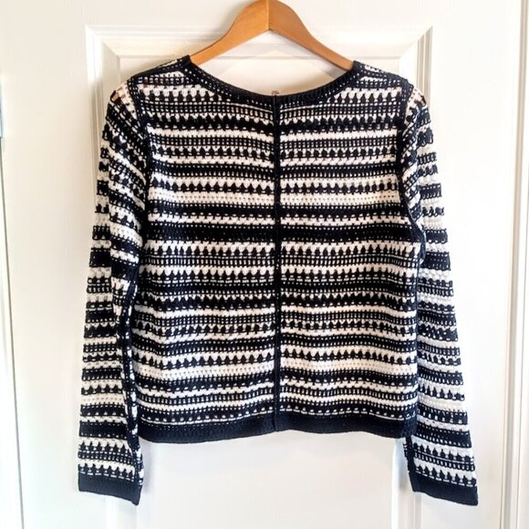 Nanette Lepore Stripe Open Work Crochet Cardigan - Picture 3 of 5